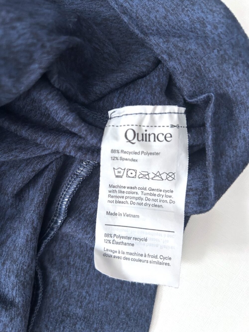 Quince Flowknit Pullover Hoodie Heather Navy Soft Performance Athleisure Size S - Picture 7 of 7